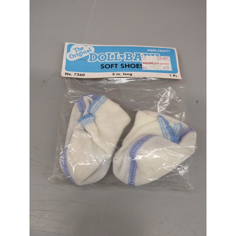 fits c/p  KIDS DOLLs  BLUE/WHITE SOFT CLOTH DOLL BABY shoes attached socks